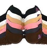 WHITE APPAREL Unlined Neutral Solid Color Demi Cup Laced Plain Bras (Pack of 6)