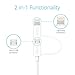 Apple MFi Certified Lightning Cable - Skiva USBLink Duo 2-in-1 Sync and Charge Cable (3.2 ft / 1m) with Lightning & microUSB for iPhone 11 Xs Xr X 8, iPad Air, Samsung Galaxy S7 (White) [Model:CB104]