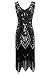 Metme Women's 1920s Vintage Flapper Fringe Beaded Great Gatsby Party Dress, Black, Small