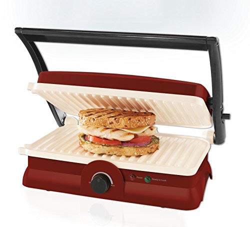 Oster duraceramic panini maker and grill, candy apple r…