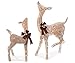 Home Improvements Holiday - 2 Piece Light-Up Holiday Rustic Brown Deer Set - Doe And Fawn Reindeer - 38 Inches Tall - 105 Lights
