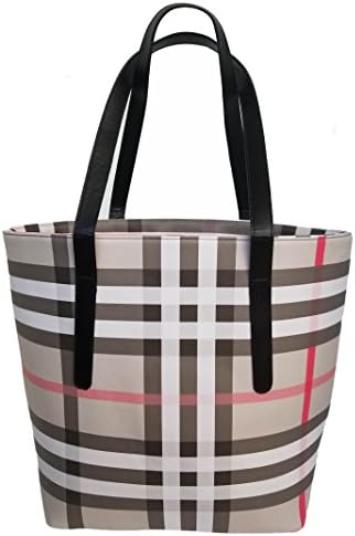 Women's Tote Bag with Plaid Print. Water Proof Top Handle Shoulder Handbag Perfect for Fall and Winter. Sale Today! (plaid)