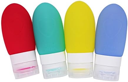 Newerlives 4 Pack Portable Food Grade Squeeze Silicone Liquid Travel Bottle For Shampoo, Conditioner, Lotion (2OZ)