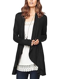 Jusfitsu suéteres de cárdigan de manga larga con frente abierto para mujer (S-2XL)
