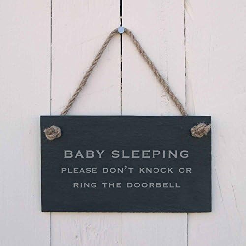 HSSS Baby Sleeping Please Dont Knock Or Ring The Doorbell Wooden Hanging Sign - 5x10 inch