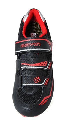 Gavin Men's VELO Road Bike Cycling Shoe, Black/Red, 41 EU