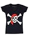 shop4ever Pirate Skull & Crossbones Women's V-Neck T-Shirt Pirate Flag Shirts Large Black 11224
