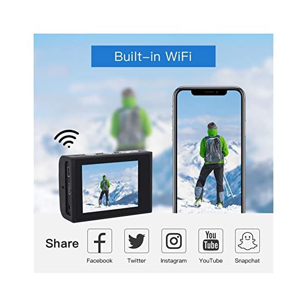 WFDG Ultra HD 4K Sport Action Kamera mit EIS-Funktion Fernbedienung 30M Wasserdichten Unterwasser Video auf Nimm Cam mit… – Bild 5