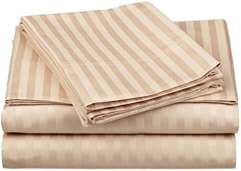 Yaya Cafe 200 TC Satin King Size Double Bedsheet with Pillow Cover for Living Room Bedroom - Beige