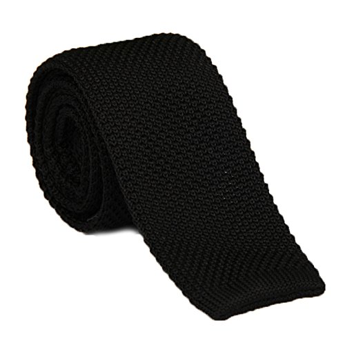 Tie - SODIAL(R)Men's Fashion Solid Tie Knit Knitted Tie Pure Color Necktie Narrow Slim Woven Black