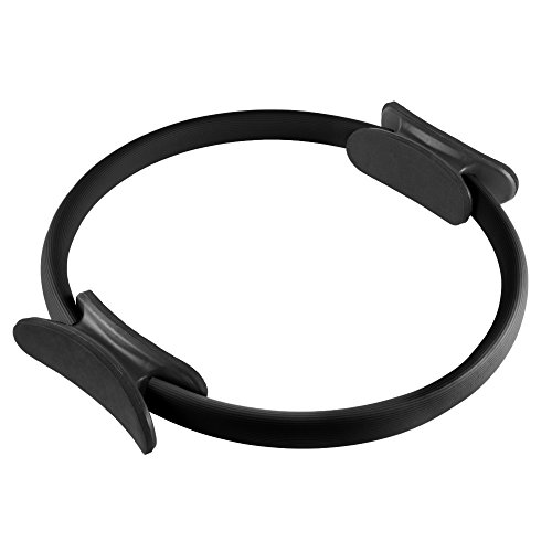 Wakeman Pilates Toning Ring- Fitness Dual Grip Foam Resistance Circle, Full Body Workout for Barre, Sculpting and Strength Exercise Fitness (Black)