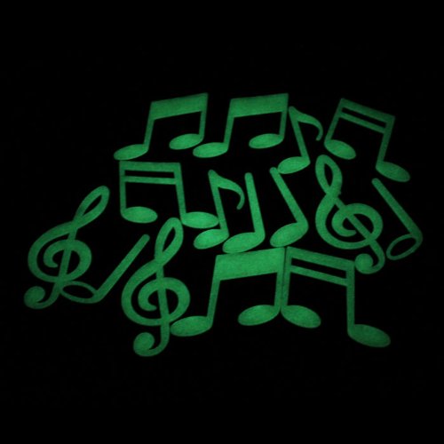 Pooqdo Newest Music Notes Glow in the Dark Luminous Fluorescent Home Wall Stickers Decal