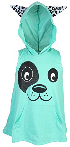 dELiAs Girl's Sleeveless Summer Pajama Short Set With Animal Character Hood, Dog, Size 10/12'