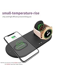 EloBeth 2 en 1 cargador inalámbrico Duo, soporte de carga rápida y almohadilla, universalmente compatible con teléfonos inteligentes habilitados Qi y seleccionar relojes Samsung 1.654 in 1.811 in Gear S3 (negro)