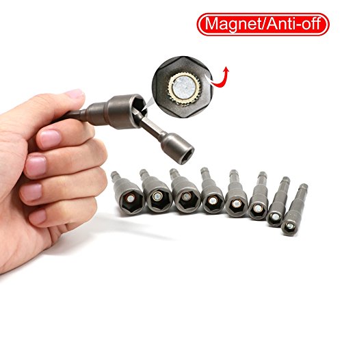 Electronic Quickly Change Magnetic Nut Setter He-Shank Socket Adapter Set Power Nut Diver 10 Pieces 6,7,8 ,9,10,11,12,13,14 mm