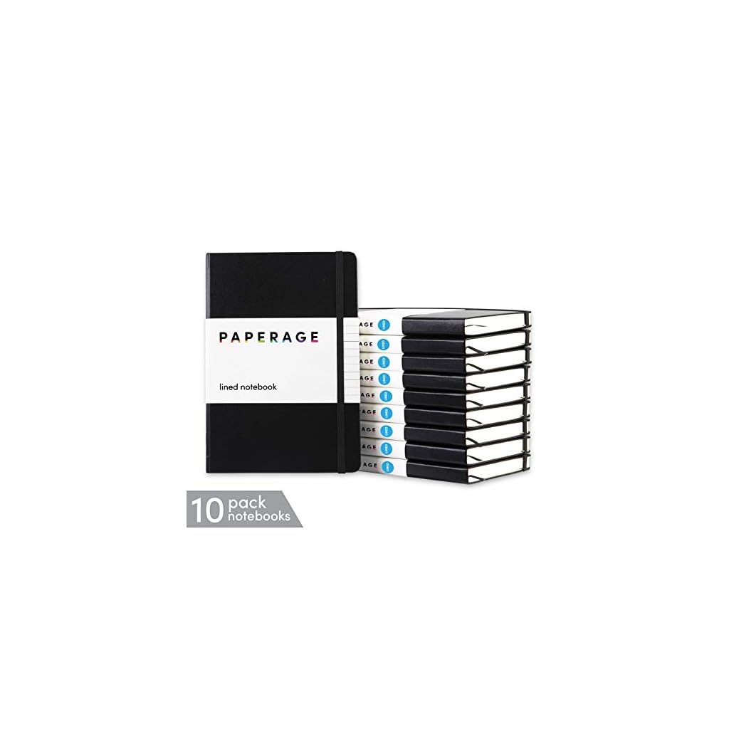 PAPERAGE Lined Journal Notebooks, 10 Pack, (Black), 160 Pages, Medium 5