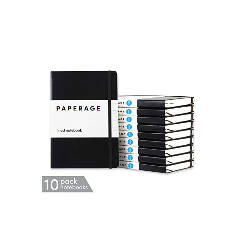 PAPERAGE Lined Journal Notebooks, 10 Pack, (Black), 160 Pages, Medium 5