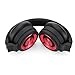 Tranya Stereo Wireless Headphones with Microphone On-ear Foldable Portable Music Headsets for Cellphones Laptop Tablet TV Headphones Red