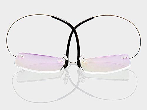 Agstum Mens Womens Titanium Alloy Flexible Rimless Frame Prescription Eyeglasses 51mm (Black, 51mm)