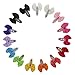 15 Pairs Tiny Baby Girls Grosgrain Ribbon Hair Bows Clips for Toddlers Kids (2'' Hair Bows Snap Hair Clips)