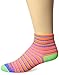 Wrightsock Men's Coolmesh II Stripe Qtr, Orange/Blue/Green, Large