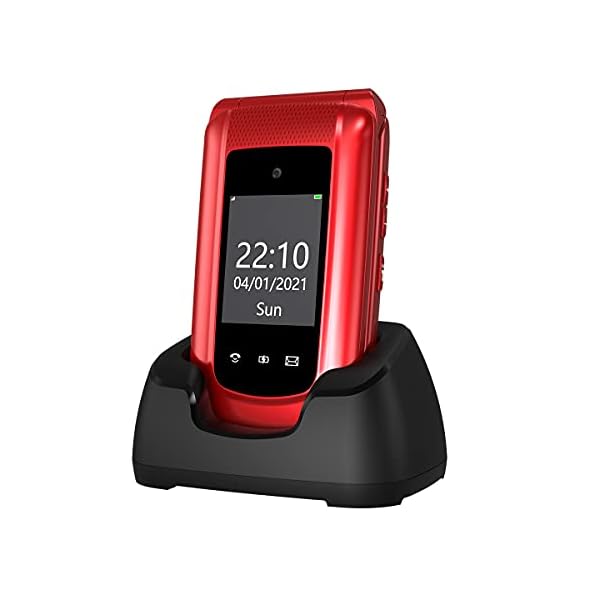 Uleway-Big-Button-Mobile-Phone-for-Elderly-Unlocked-Senior-Mobile-Phone-Easy-to-Use-Pay-as-You-Go-Flip-Phone-with-SOS-Emergency-Button-Charging-Cradle-24-177-Dual-Screen-Red Uleway Big Button Mobile Phone, Senior Unlocked Mobile Phone with Dock and 1000mAh Battery