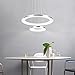 CHYING Modern LED Pendant Light with Acrylic Shade 2-Ring 30W Cool White 6500K Ceiling Light 2400LM Chandelier Adjustable Hanging Light Fixture for Kitchen Island Living Dining Room Restaurant