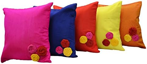 meSleep Multi Colored Roses Cushion Cover (12x12 Inches | 30x30 cm) s-5pc