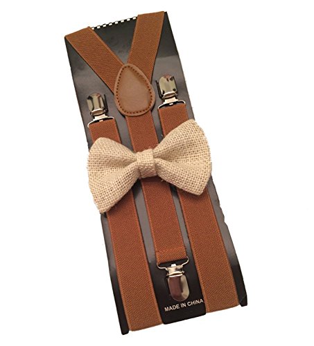 Hemp Bow ties and Barnyard suspenders Combo Mens (Light Brown)