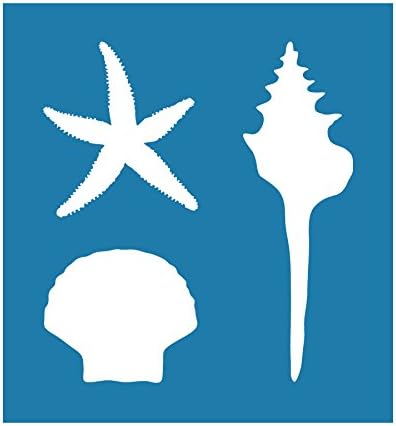 Auto Vynamics - Stencil-SEA-Shells - Starfish & Shells Individual Stencil from Detailed Ocean Fish & Mammal Stencil Set! - 9.5-by-10-inch Sheet - Single Design
