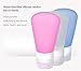 FNSHIP 3 Pack Portable Food Grade Squeeze Silicone Liquid Travel Bottles for Shampoo, Conditioner, Lotion, Toiletries, Condiments (1 OZ Pink + White + Blue)