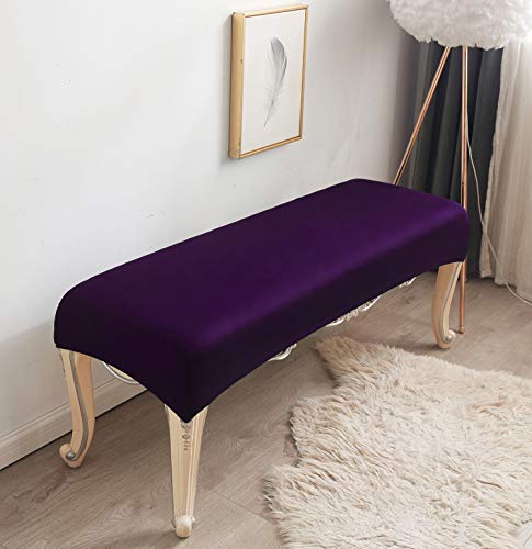 WOMACO Dining Room Bench Covers Stretch Spandex Upholstered Bench Seat Cushion Slipcovers for Kitchen Dining Bench Seat Protector (Purple, Medium)
