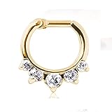 1 - Gold Ion Plated Gemmed Princess Septum Clicker 316L Surgical Steel Rings F60 Free Shipping USA