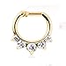 1 - Gold Ion Plated Gemmed Princess Septum Clicker 316L Surgical Steel Rings F60 Free Shipping USA