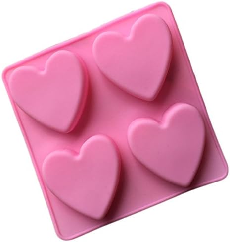 KOROWA Diy Handmade Soap Mould 4 Lattices Love Heart Shape Silicone Cake Mold Chocolate Molds