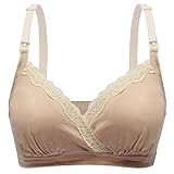 Unilove Women's Maternity Nursing Bra Cotton No Underwire for Breastfeeding (M, Beige)