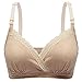 Unilove Women's Maternity Nursing Bra Cotton No Underwire for Breastfeeding (M, Beige)