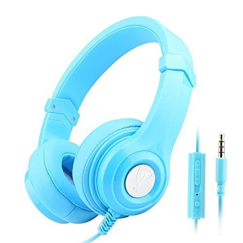 NUBWO N8 Headphones Headset with In line Mic and Volume Control, Extremely Soft Ear Pad, Noise Cancelling Cute Earphones for Cellphone Smartphone Iphone/ipad/laptop/tablet/computer/MP3/MP4/etc. (Blue)
