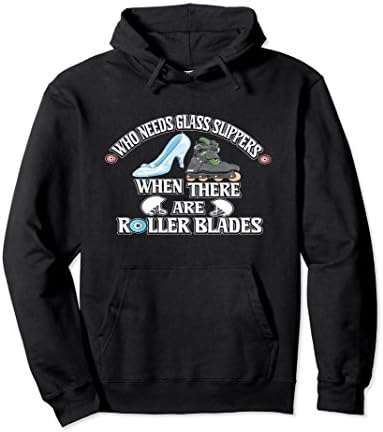 Unisex Who Needs Glass Slippers Roller Blades Princess Derby Hoodie Small Black
