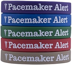 Pacemaker Medical Alert Bracelet (5 Pack) Purple, Blue, Green, Red, and Tan
