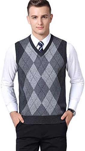 Kinlonsair Mens Casual Slim Fit Solid Lightweight V-Neck Sweater Vest