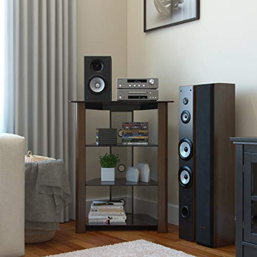 Ryan Rove Ashton Multi-Level Media Component Stand - Living Room Furniture, Home Theater System, Entertainment Center, Console Shelf and Storage Rack - Cable Management, Glass Shelves - Wood Espresso - Thumbnail 3
