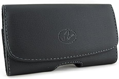 Cell Phone Case for Samsung Galaxy A3 (2017) Black Leather Look Horizontal Stylish Luxury Pouch Bag with Belt Clip