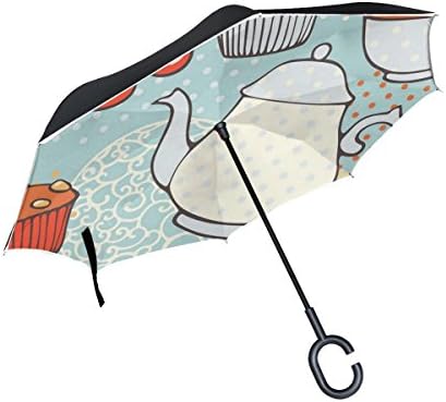 RH Studio Inverted Umbrella Maker Texture Cake Cupcake Background Large Double Layer Outdoor Rain Sun Car Reversible Umbrella