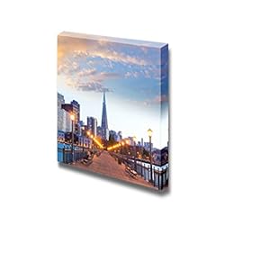 Canvas Prints Wall Art - San Francisco Pier 7 Sunset in California USA (Skyline) | Modern Wall Decor/Home Decoration Stretched Gallery Canvas Wrap Giclee Print. Ready to Hang - 12" x 12"