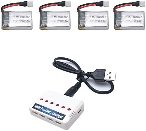 4pcs 300mAh battery and 1to6 charger for Eachine E55 FQ777 FQ17W JJRC H22 Wonder RC Chopper Sky Walker 1306 rc drone spare parts