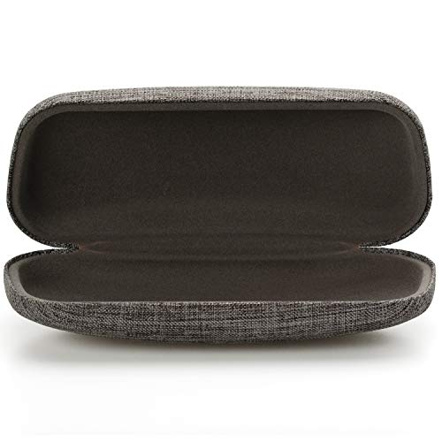 Vemiss Hard Shell Eyeglasses Case Soft Linen Fabrics Portable Glasses Sunglasses Box (Medium, Gray)
