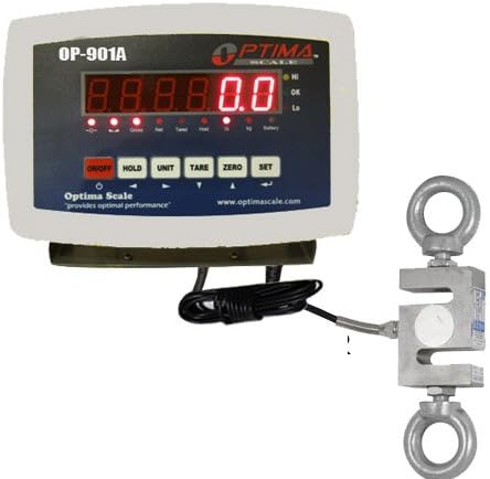 Optima Scale OP-926, 2,000 LB x 0.2 LB Hanging S-Hook Crane Scale With Indicator Package NEW!!!