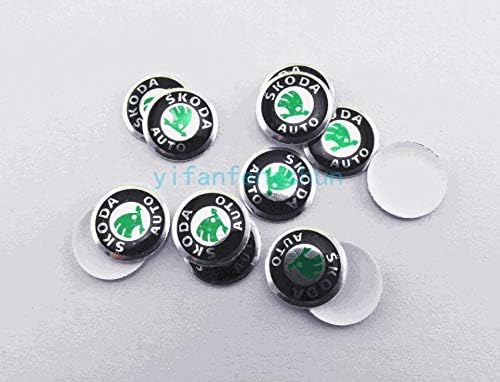 FTGYHUJKILO 5 Pieces Car Key Logo Auto Emblems 14 mm for SKODA