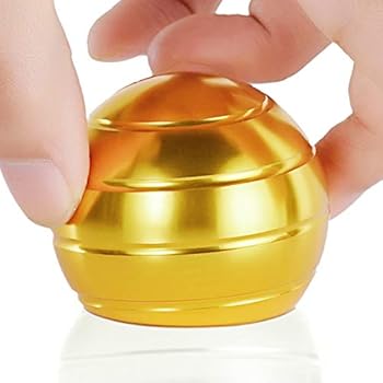 DESDK Office Stress Relief Gadgets Metal Kinetic Spinning Desk Toy New Version Fidget Toy Ball for Adults & Kids Anti Anxiety ADHD Autism Stress Reliever Inspire Creativity (Gold)